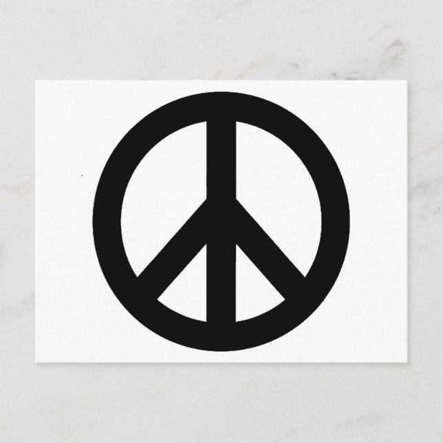 Black White Peace Sign Symbol Postcard (Front)