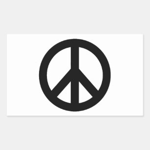 Black White Peace Sign Symbol Rectangular Sticker