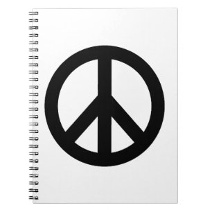 Black White Peace Sign Symbol Spiral Notebook