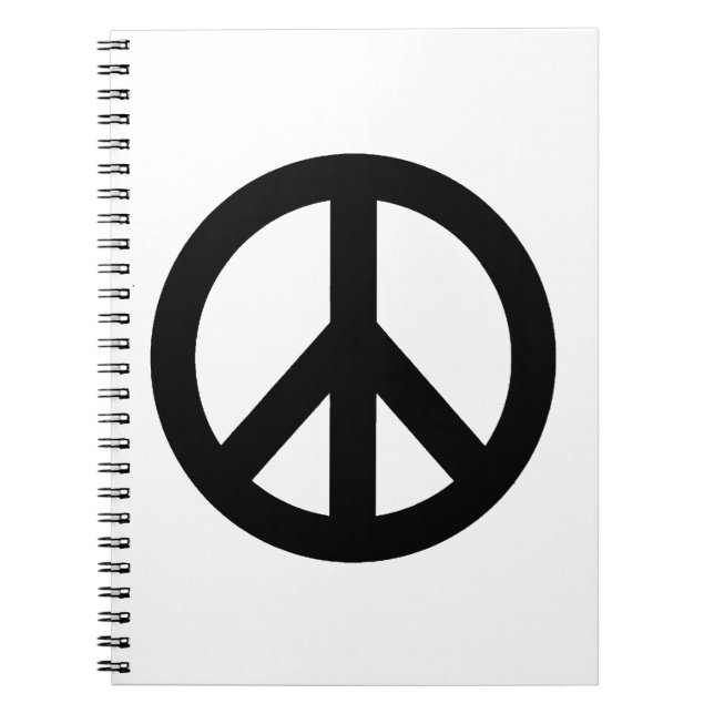Black White Peace Sign Symbol Spiral Notebook (Front)