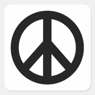 Black White Peace Sign Symbol Square Sticker