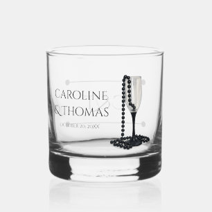 Black & White Pearl Champagne Glass Wedding