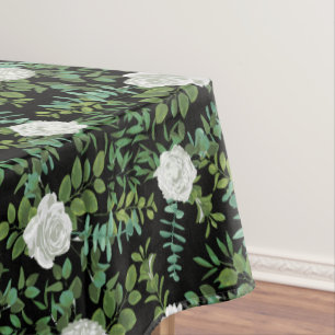 Black & White Peony Rose Floral Wedding Tablecloth