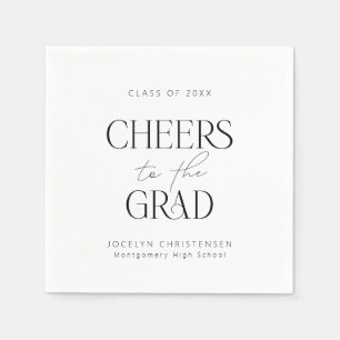 Black White Personalised Cheers Grad Party Napkin