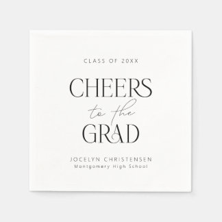Black White Personalised Cheers Grad Party Napkin