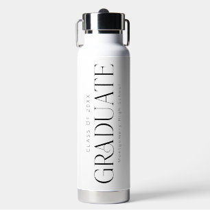 Black White Personalised Class of 2025 Graduate Water Bottle