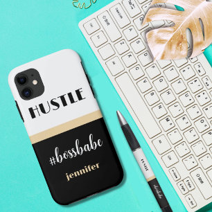 Black White Personalised Hustle Boss Babe Case-Mate iPhone Case