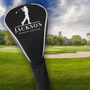 Black White Personalised Monogram Golf Swing Golf Head Cover