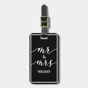 Black & White Personalised Mr & Mrs Luggage Luggage Tag