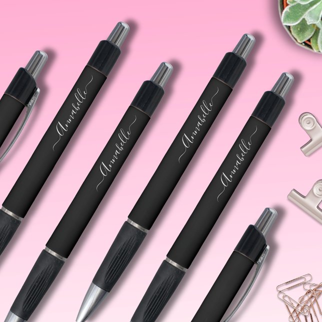  Black & White Personalised Name (Custom personalized pens with stylish script text. Just add your own name.  Colors can be changed. )