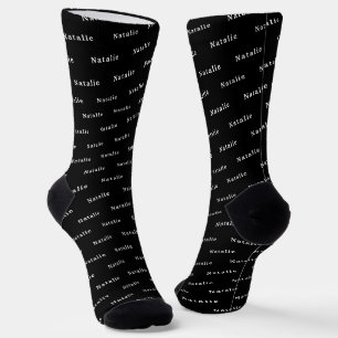 Black white Personalised Name Socks Custom Text