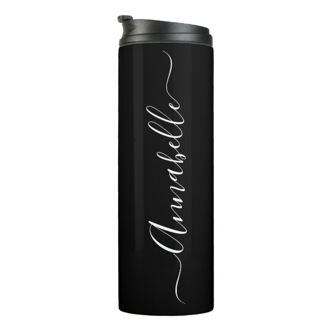 Black White Personalised Name Thermal Tumbler (Rotated Right)