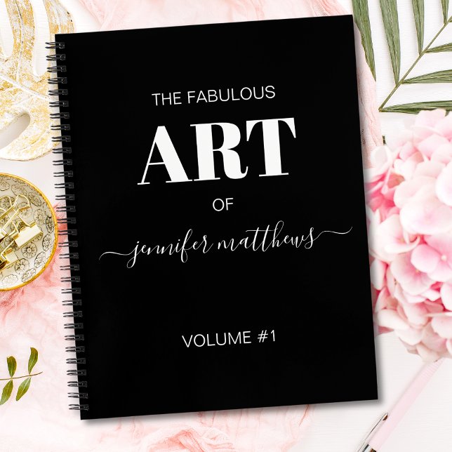 Black White Personalised Script Name Sketchbook Notebook (Creator Uploaded)