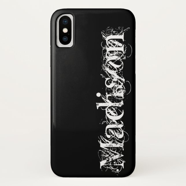 Black White Personalized Own Name Halloween Case-Mate iPhone Case (Back)