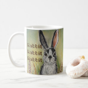 Black & White Pet Bunny Rabbit Good Luck Wish Coffee Mug