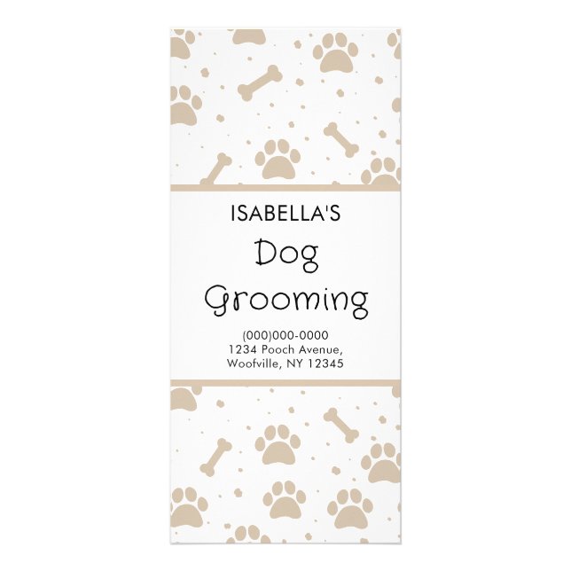 Black & White Pet Groomer Rack Card (Front)