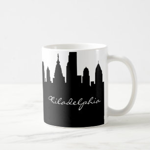 Black & White Philadelphia City Skyline Coffee Mug