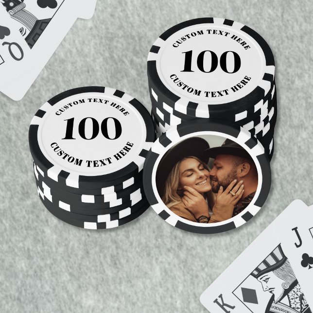 Black White Photo 100 Numbered Poker Chips (Photo Black White 100 Numbered Poker Chips)