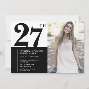 Black White Photo 27th Birthday Invitations