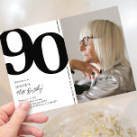 Black White Photo 90th Birthday Party Invitation<br><div class="desc">Create lasting memories at your 90th birthday bash with these classic black and white birthday party invitations! Featuring a large bold serif font showcasing the number '90', a photo of the birthday boy / girl, and a modern template that is easy to personalise, these invitations will capture the spirit of...</div>