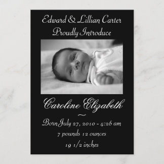 Black & White Photo Birth Announcement