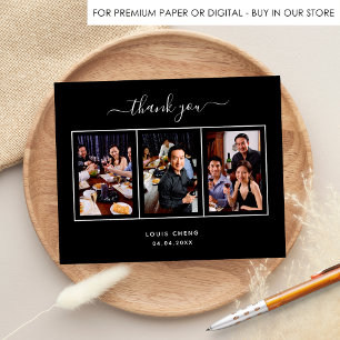 Black white photo birthday thank you card