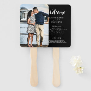 Black & White Photo Classic Custom Wedding Program Hand Fan