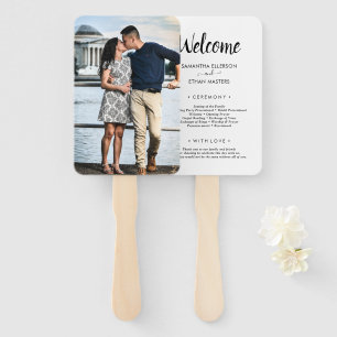 Black & White Photo Classic Custom Wedding Program Hand Fan
