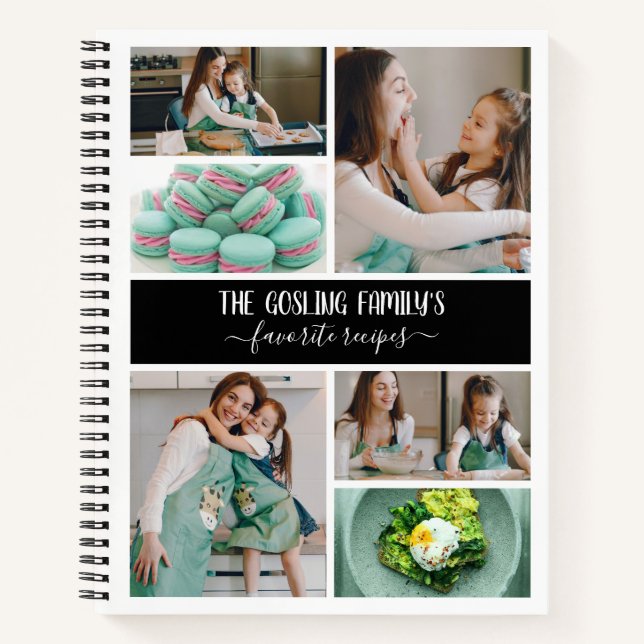 Black White Photo Collage Family Recipes Notebook (Front)