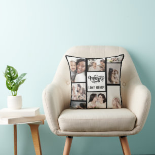 Black White Photo Collage Gift Happy Mother's Day Cushion