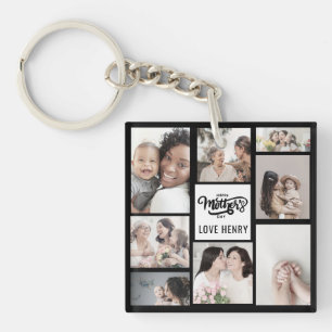 Black White Photo Collage Gift Happy Mother's Day  Key Ring