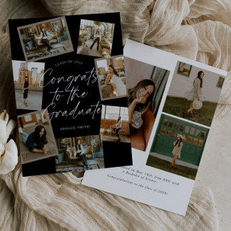 Black & White Photo Collage Graduation Announcement
