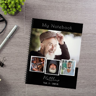 Black white photo collage notebook