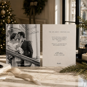 Black & White Photo First Christmas Newlywed Holiday Card