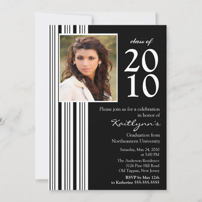 Black & White Photo Graduation Invitation (Front)