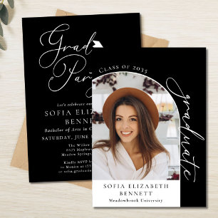 Black White Photo Graduation Invite Announcement