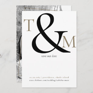 Black & White Photo Initials Modern Wedding  Save The Date