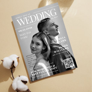 Black & White Photo Magazine Cover Unique Wedding  Invitation