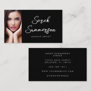 Black White Photo Makeup Business Card