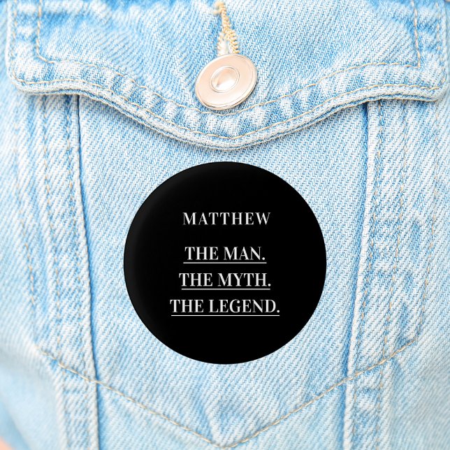 Black white photo man myth legend 3 cm round badge (Creator Uploaded)