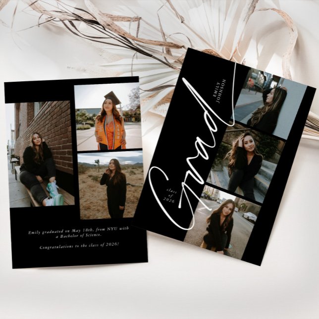 Black & White Photo Modern Script Graduation Announcement (Creator Uploaded)