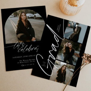 Black & White Photo Modern Script Graduation Invitation