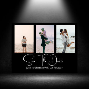 Black White Photo Modern Wedding Save The Date Holiday Postcard