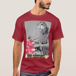Black White Photo Old Spinster Vintage Funny DJ T-Shirt