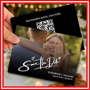 Black & White Photo QR Code Save the Date