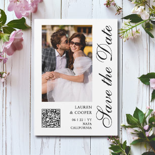 Black White Photo QR Script Save The Date