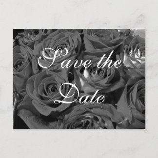 Black & White Photo Roses Save-the-date postcard