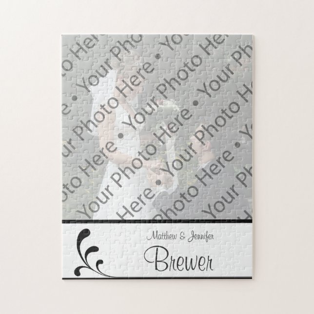 Black & White Photo Wedding Gift Keepsake Puzzle (Vertical)