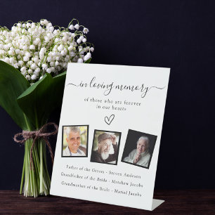 Black white photo wedding memorial pedestal sign