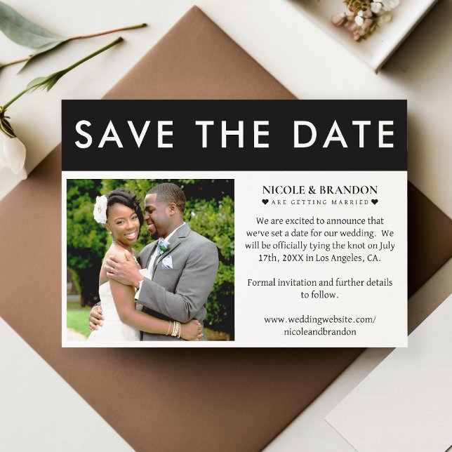 Black & White Photo Wedding Save The Date (Black & White Photo Wedding Save The Date)